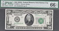 Fr.2051-J, 1928A $20 Kansas City Federal Reserve Note, GemCU, PMG66-EPQ